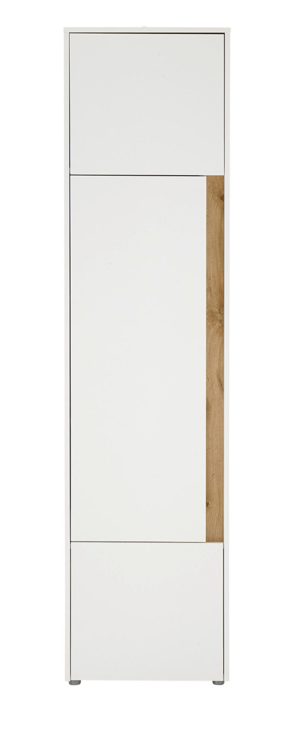 AKTENSCHRANK Weiß matt, Eiche Wotan 50 x 200 cm, Büroschrank mit viel Stauraum und 5 OH - Eichefarben/Silberfarben, Holzwerkstoff/Kunststoff (50/200/40cm) - Furn.Design