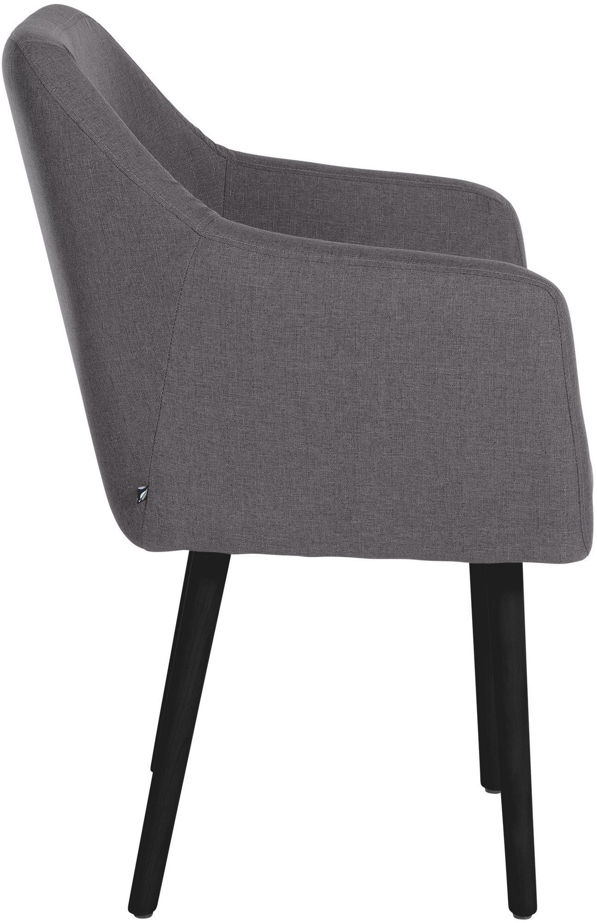 ARMLEHNENSTUHL Stoff dunkelgrau - Dunkelgrau/Schwarz, Holz/Textil (61/88/57.5cm) - CLP