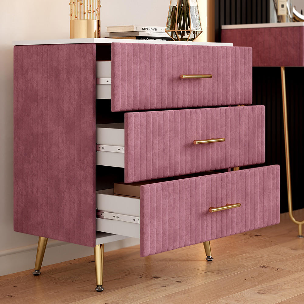 KOMMODE Velia Rosa 70 x 78.5 cm mit 3 Schubladen - Pink, Holzwerkstoff (70/78.5/39cm) - Vicco