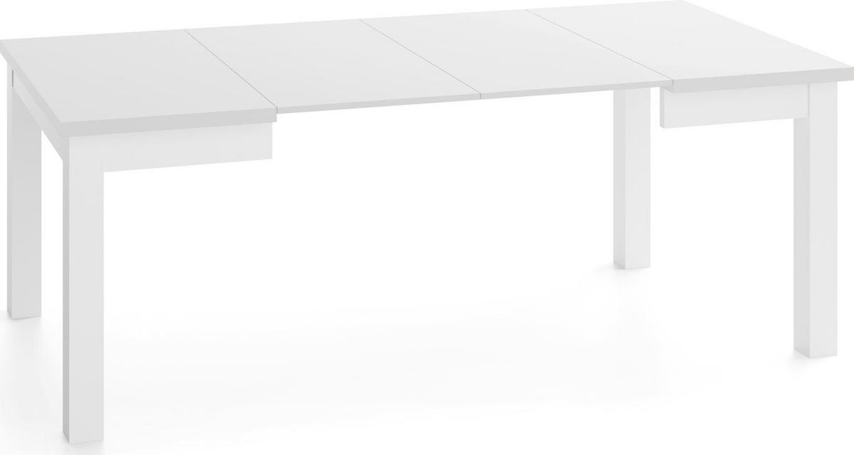 ESSTISCH Toren Weiß ausziehbar verlängerbar quadratisch, Weiß 80-180/80/76.5 cm - Weiß, Holz/Holzwerkstoff (80/80/77cm) - WFL GROUP