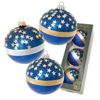 CHRISTBAUMKUGELN Sternenzauber Blau 8cm (Glas / 3 Stk.) - Blau, Glas (7/8/7cm) - Krebs Glas Lauscha
