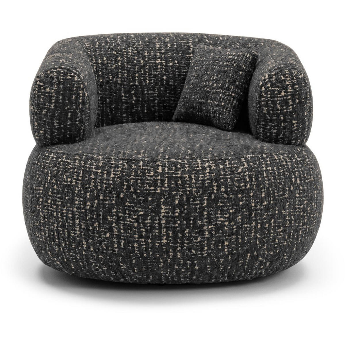 SESSEL Laila, Drehsessel mit runder Form, Schwarz, Geflecht-Stoff - Schwarz, Textil (95/75/97cm) - Beautysofa