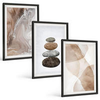 BILDER SET 3er Set - 40x60 cm Schwarzer Rahmen - Abstrakte Pastellformen - Schwarz, Kunststoff (40/60cm) - TULUP
