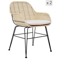 STUHL 2er-Set Rattan Braun - Braun, Holz (59/86/61cm) - Nordlys