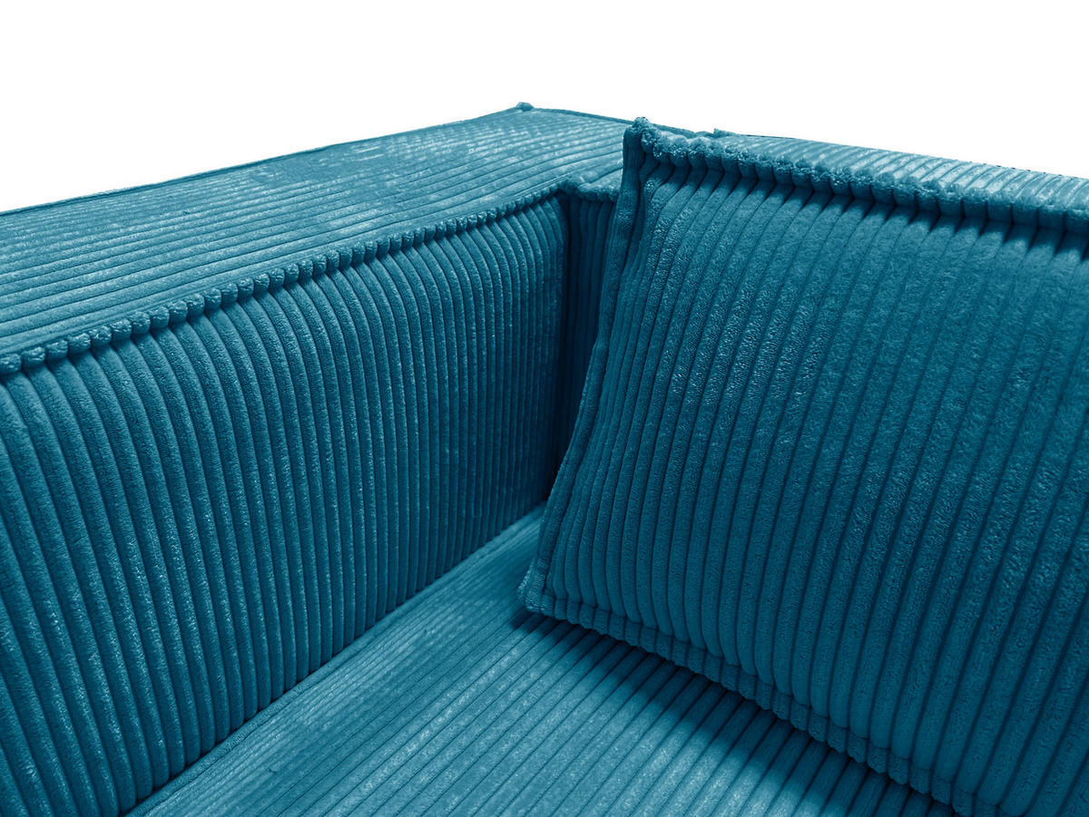 3-SITZER-SOFA Nova Türkis Cord - Türkis/Schwarz, Holz/Kunststoff (230/64/92cm) - S-Style Möbel