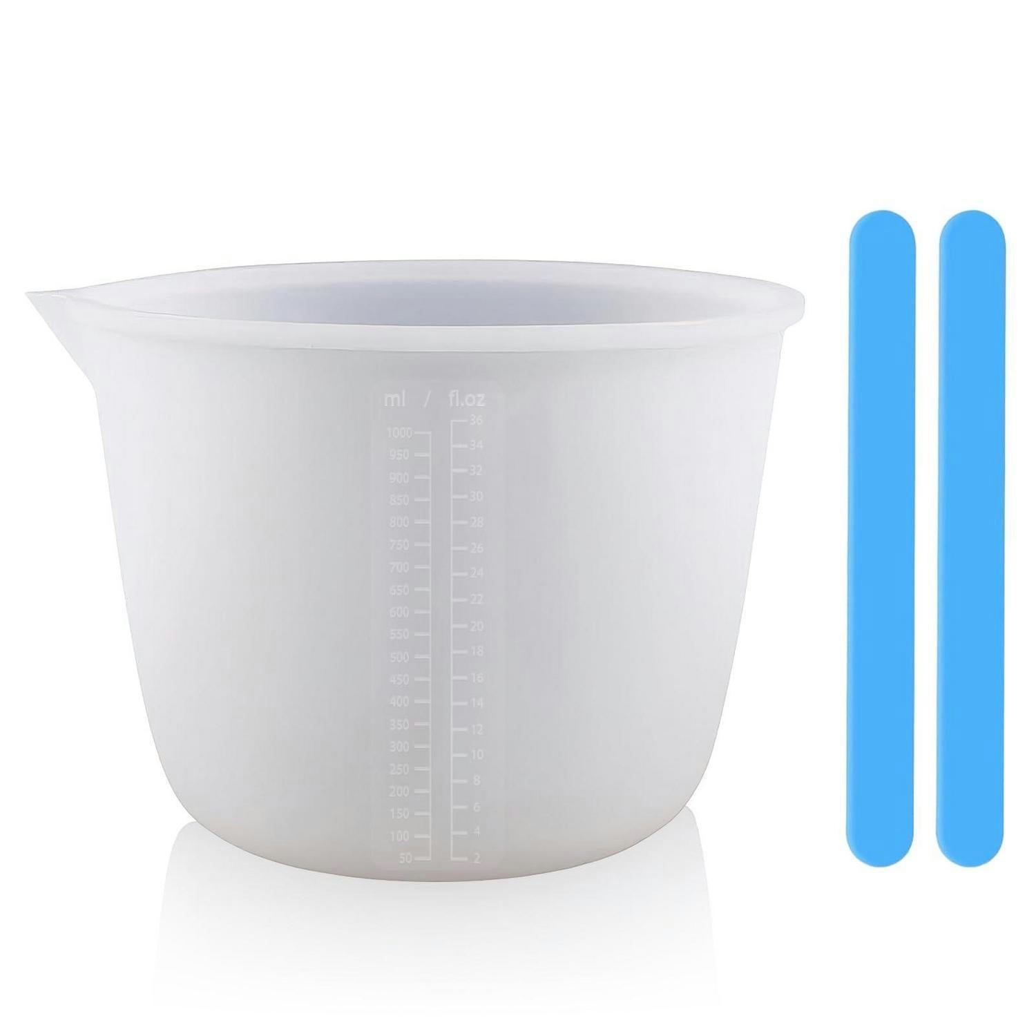 MESSBECHER 1000 ml Set mit Rührstäbchen - Weiß, Kunststoff (1L)