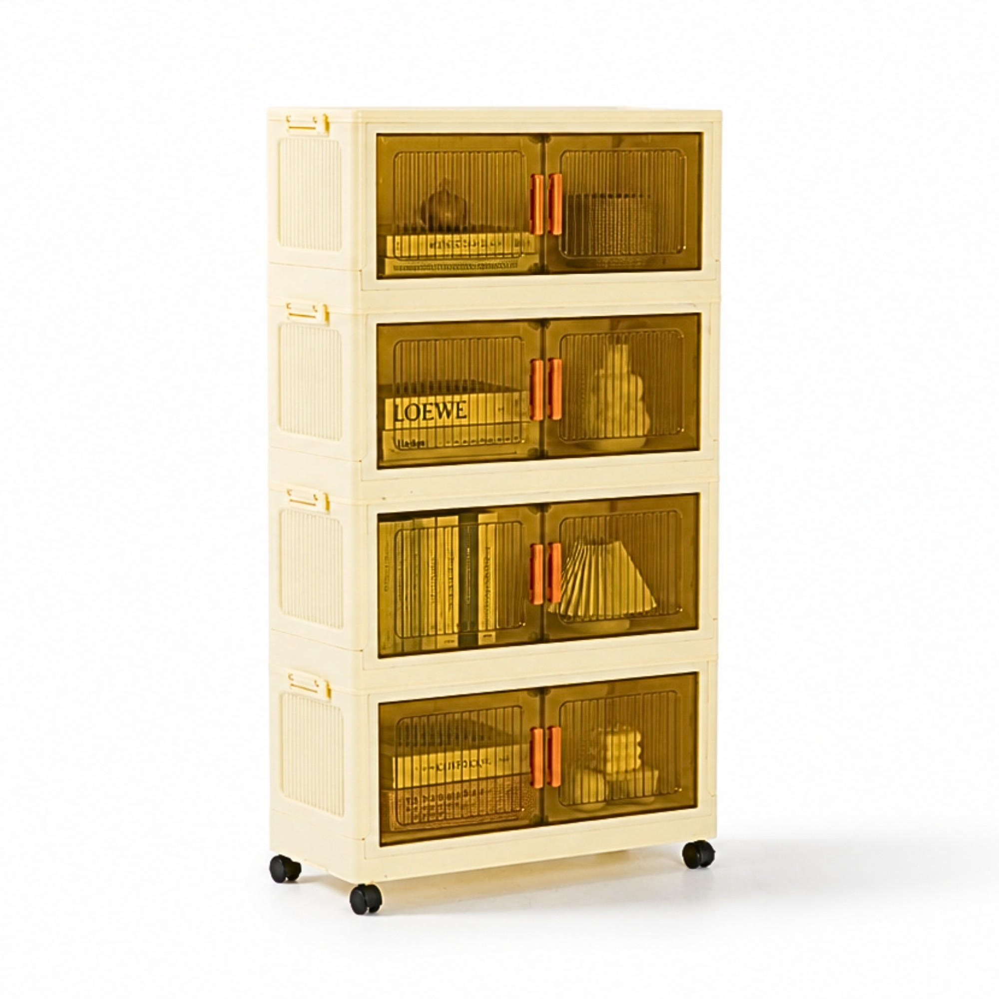 AUFBEWAHRUNGSBOXEN EasyCube stapelbar 4 Ebenen und Rollen 38L Weiß-Transparent - Weiß, Kunststoff (60/25.5/28cm) - BERLINLODGE