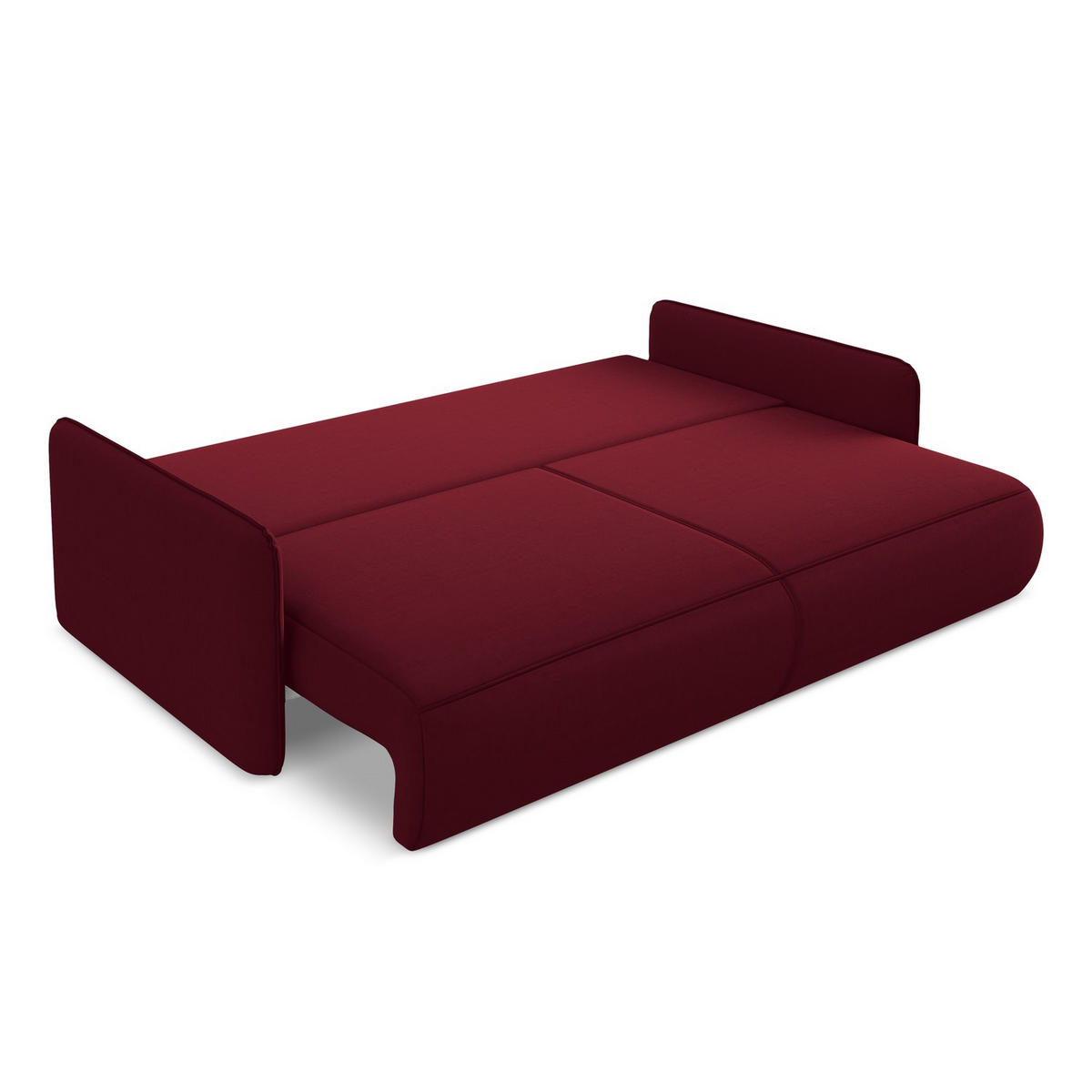 3-SITZER SOFA mit Schlaffunktion Samt Stoff Rot - Bordeaux/Rot, Kunststoff/Textil (216/86/105cm) - LaMiaSofa