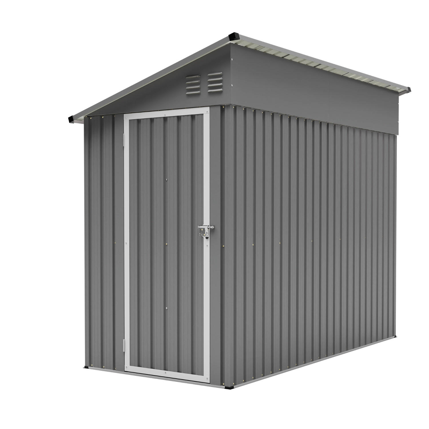 GERÄTEHAUS 242/124/192 cm Grau mit abschließbarer Tür und 2 Lüftungsöffnungen - Grau, Metall (124/192/242cm) - Oxeza