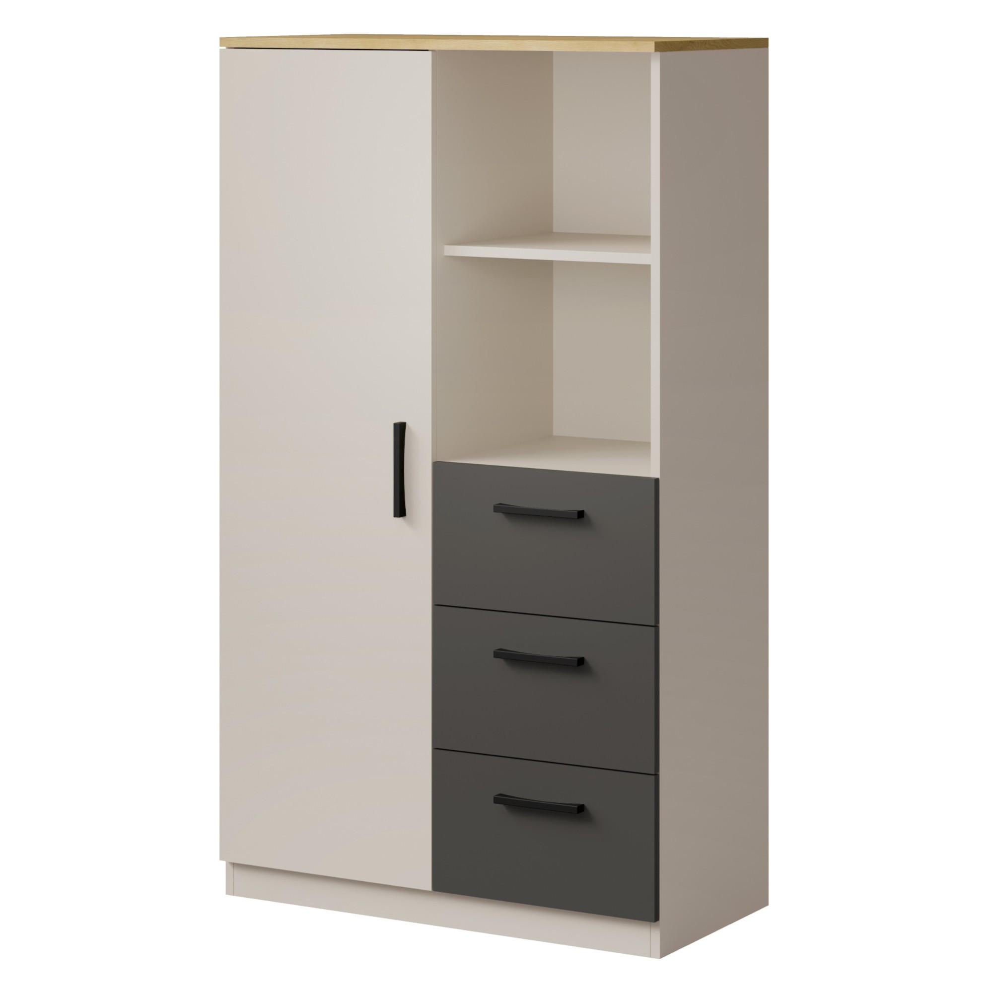 REGAL Billz 1D3S 80 Kaschmir/Eiche Cremona - Kaschmir/Schwarz, Holzwerkstoff/Kunststoff (80/140/40cm) - mzm24