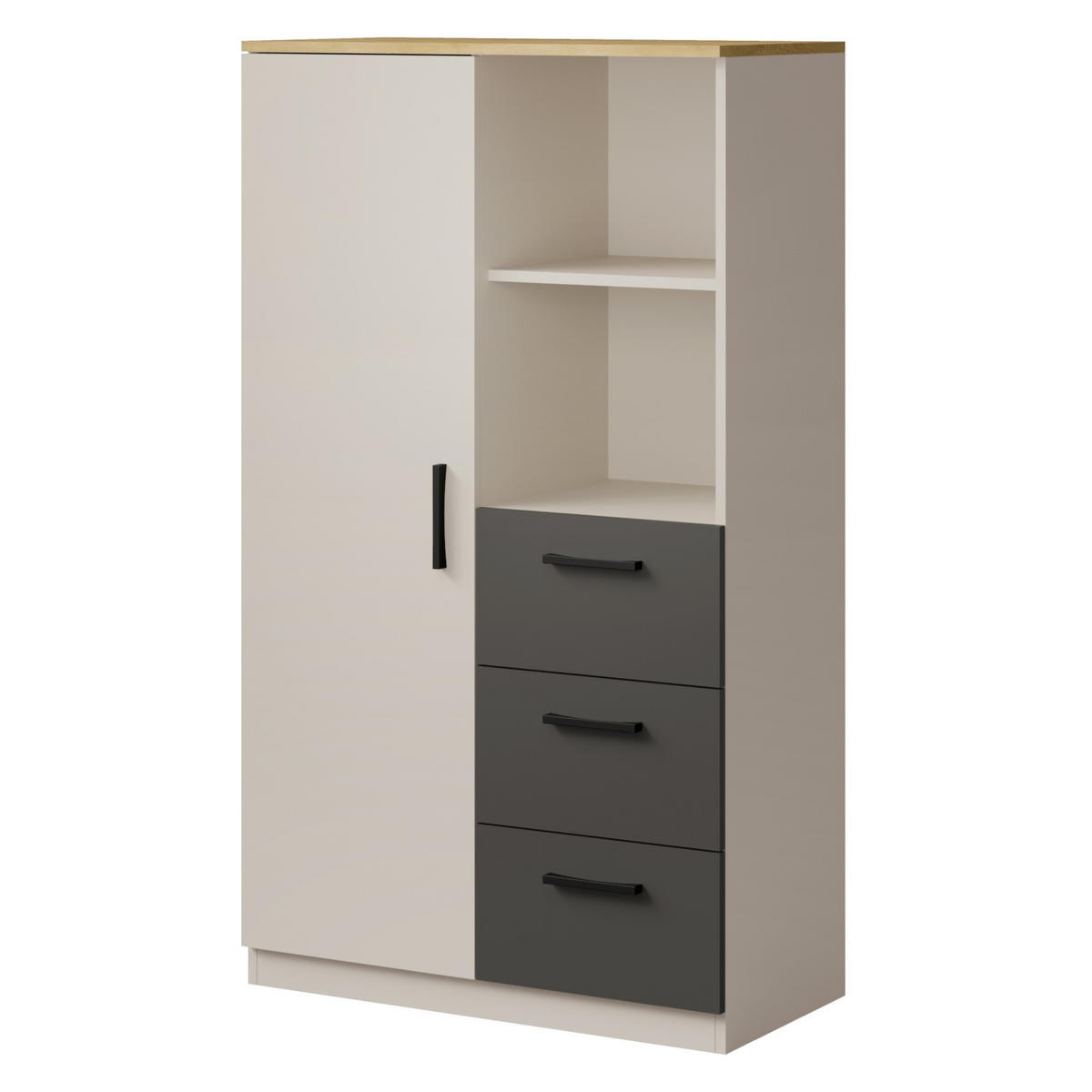 REGAL Billz 1D3S 80 Kaschmir/Eiche Cremona - Kaschmir/Schwarz, Holzwerkstoff/Kunststoff (80/140/40cm) - mzm24