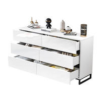 SIDEBOARD 140/39.5/78.5 cm Weiß/Schwarz aus Spanplatte mit 6 Schubladen - Weiß, Holzwerkstoff (39.5/78.5/140cm) - OKMYHOME