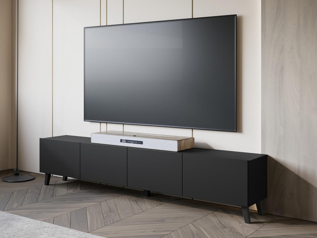 TV-LOWBOARD Phuket 190 - Schwarz/Graphitfarben, Holzwerkstoff/Kunststoff (190/40/32cm) - MIRJAN24