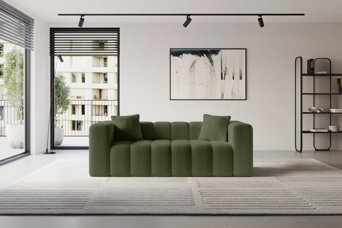 POHOVKA 2-MÍSTNÁ DONY-2 232x90x71 cm Zelená Buklé - černá/zelená barva, kompozitní dřevo/textil (232/71/90cm) - ALTDECOR