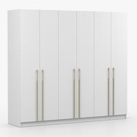 DREHTÜRENSCHRANK ROSA 6D 230/210/57 cm 6-türig Weiß - Goldfarben/Weiß, Holzwerkstoff/Metall (230/57/210cm) - imoebel24
