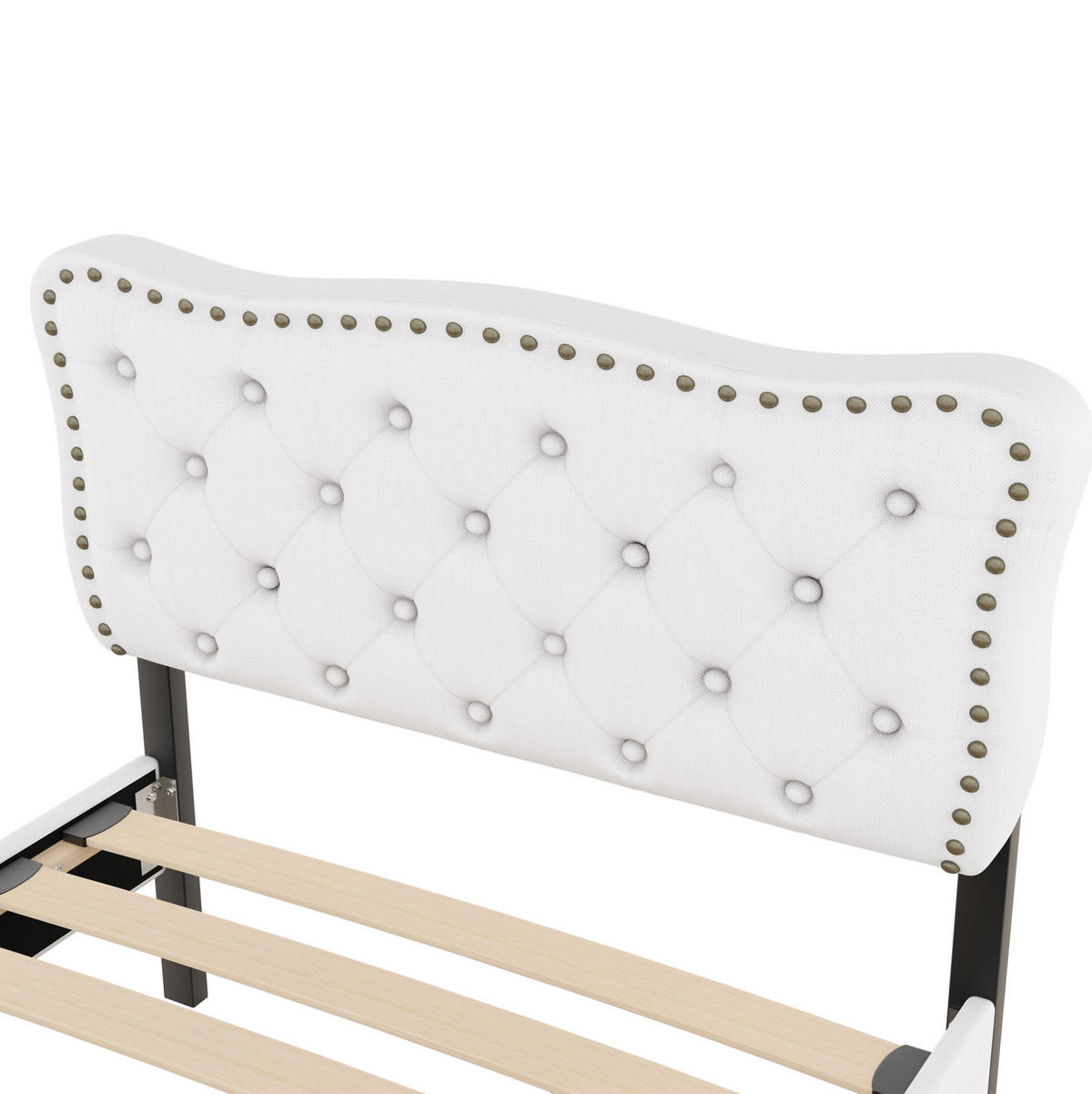 POLSTERBETT 90/200 cm mit 2 Schubladen und gepolstertem Kopfteil, Hellbeige - Beige, Textil (90/200cm) - BEAOK