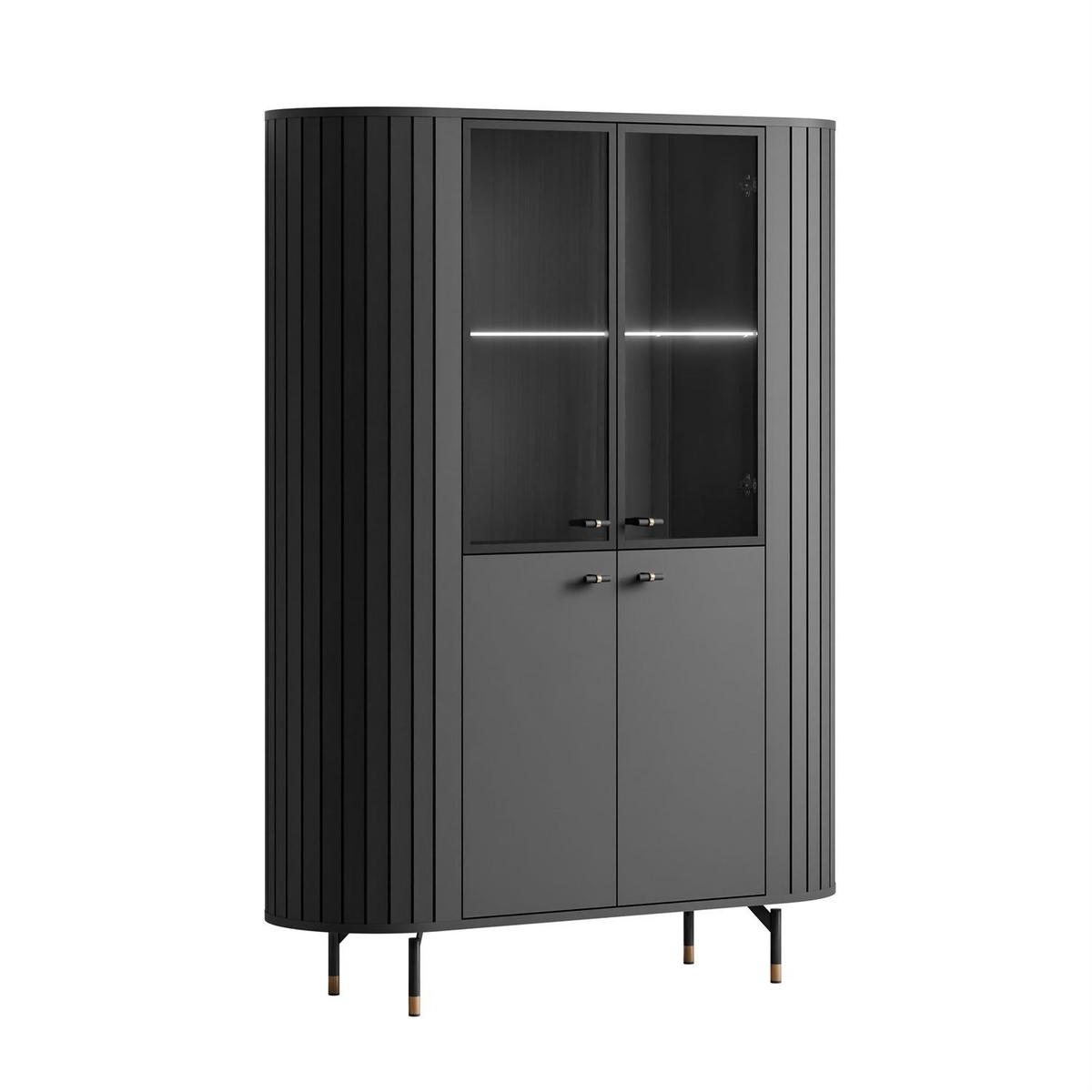 VITRINE ELODIE mit LED-Beleuchtung Schwarz - Schwarz, Holzwerkstoff (112/155/40cm) - Lookway