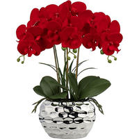 KUNSTORCHIDEE Phalaenopsis 44 cm Rot im Keramiktopf - Rot, Keramik (44cm)