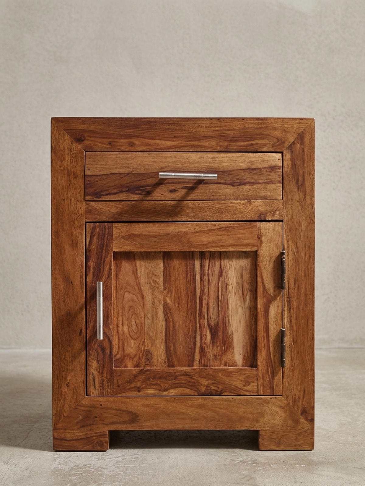 NACHTTISCH Massivholz Schublade Tür Landhausstil, Braun 50x40x60 cm - Braun, Holz/Metall (50/60/40cm) - KADIMA DESIGN