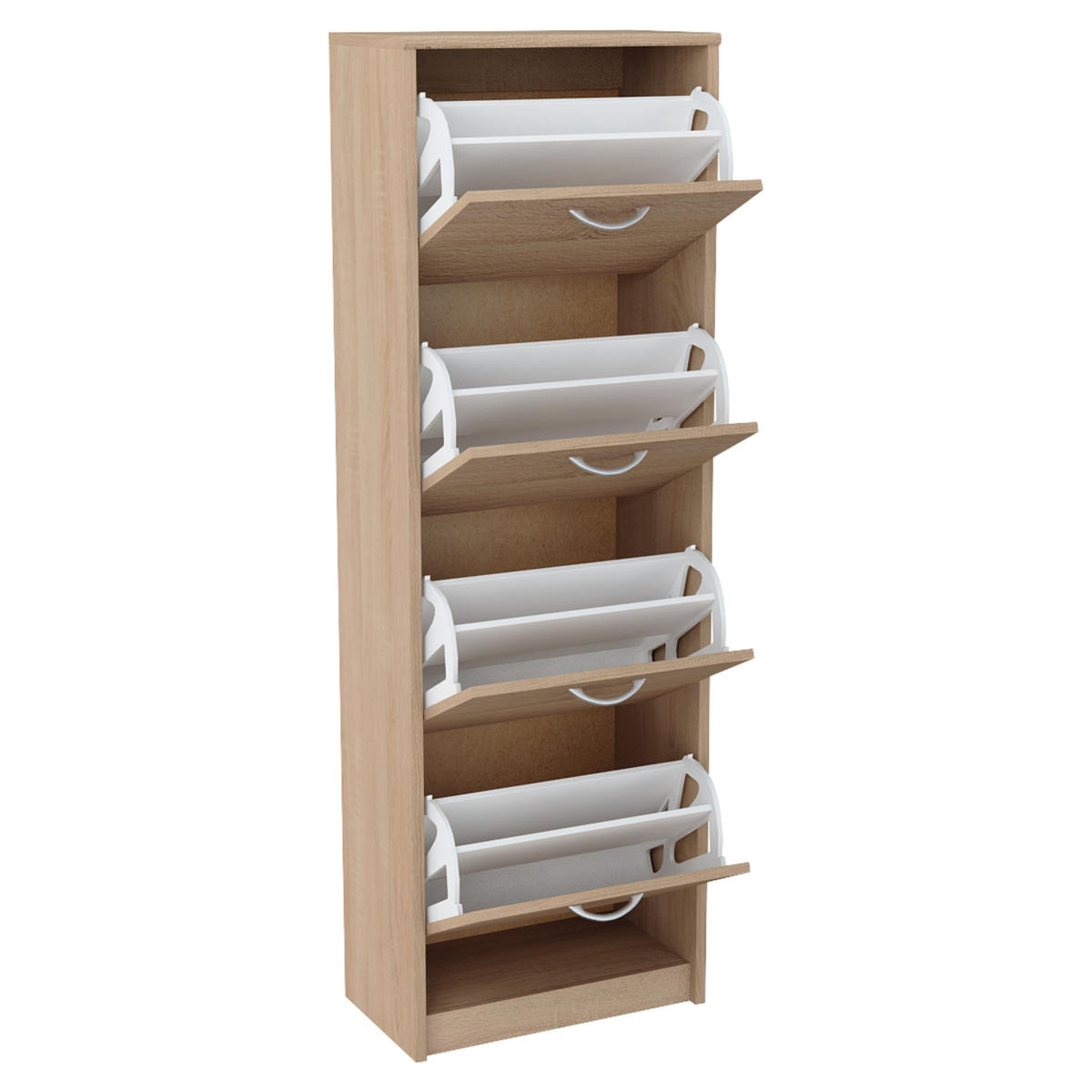 SCHUHSCHRANK mit 4 Fächern in Sonoma - Sonoma Eiche, Holzwerkstoff (50/152/28cm) - Home Collective
