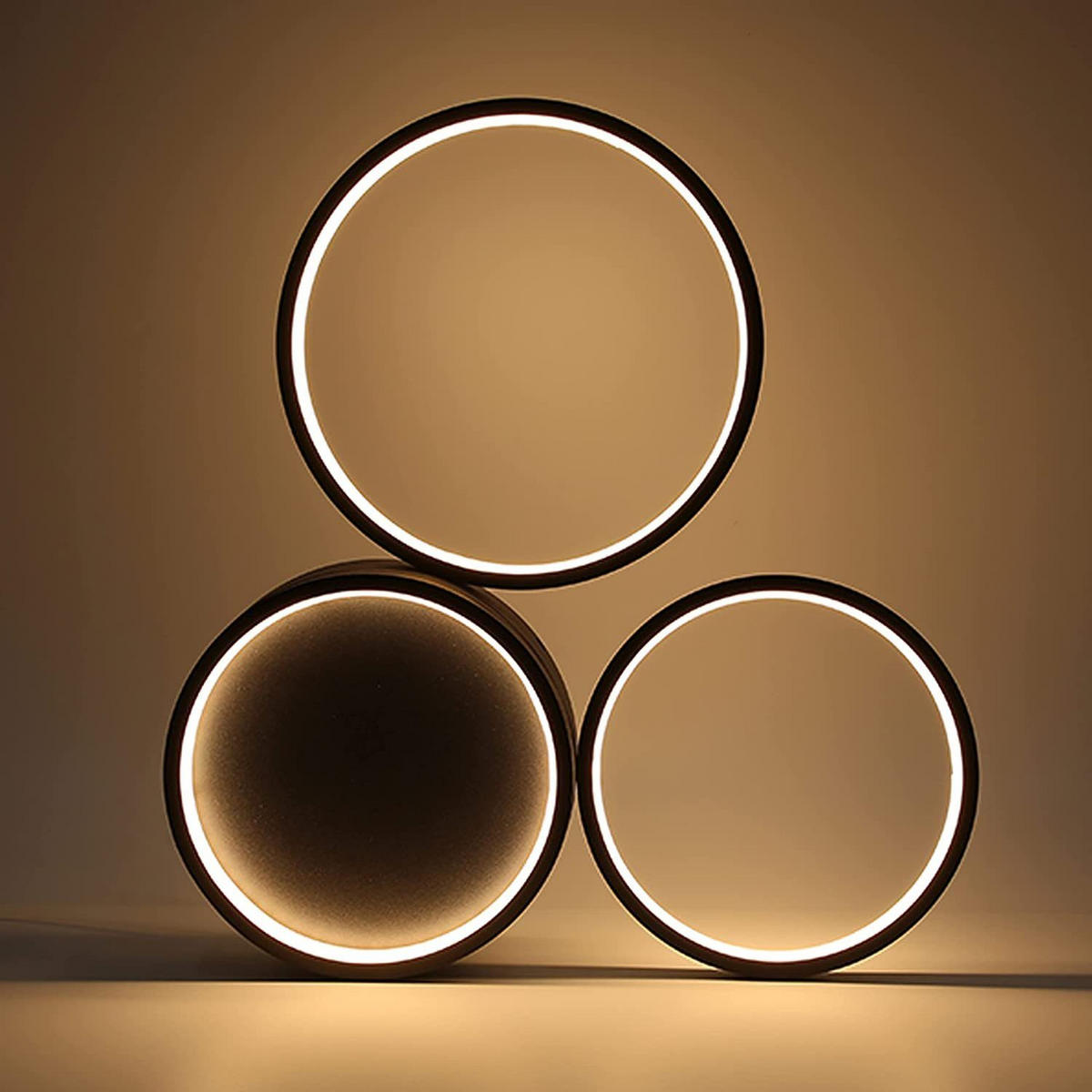LED-DECKENLEUCHTE Dreiring 43.5/35.5/6 cm - Schwarz, Metall (43.5/35.5/6cm) - Nettlife