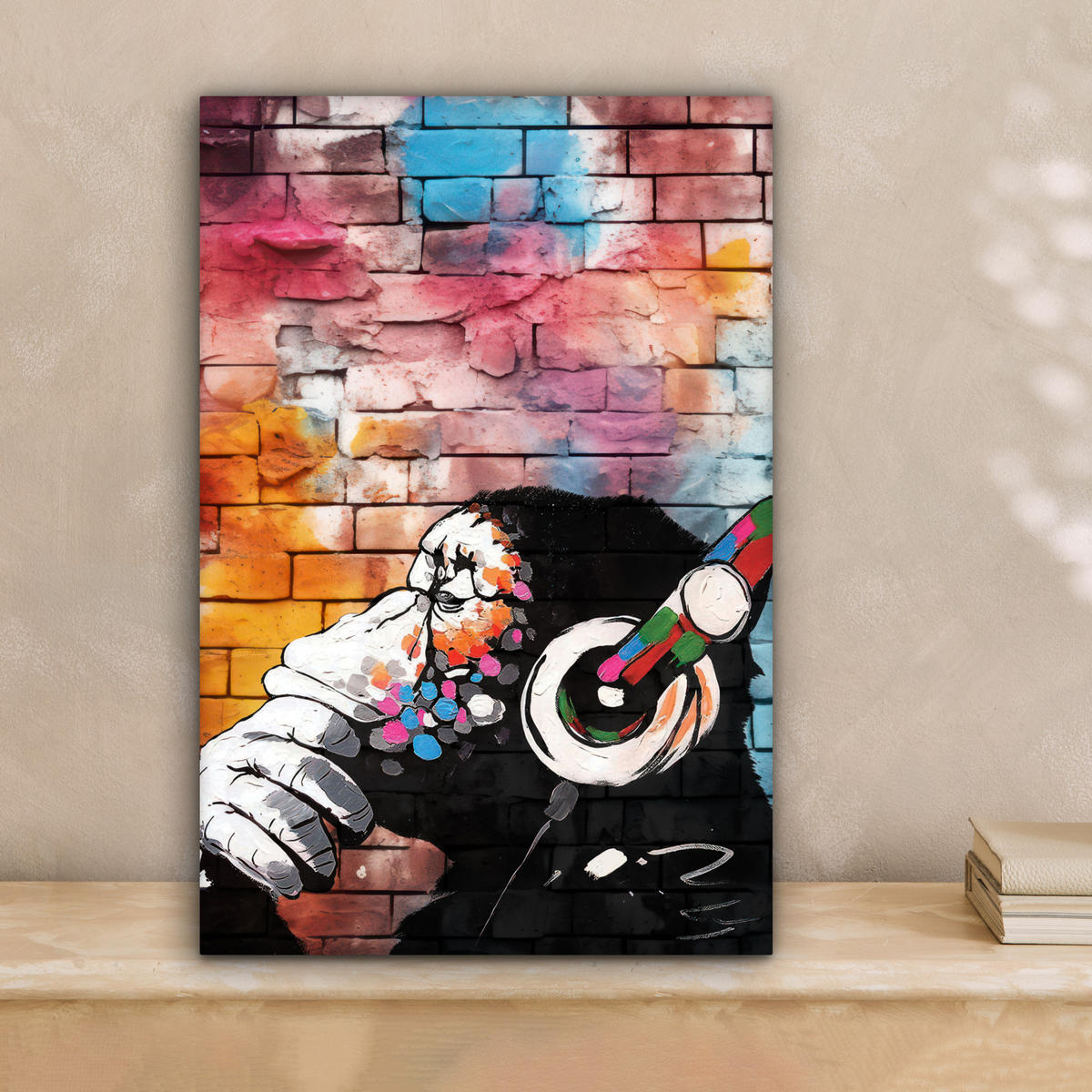 LEINWANDBILD Affe - Graffiti - Musik 20x30 cm - Multicolor, Textil (20/30cm) - MuchoWow