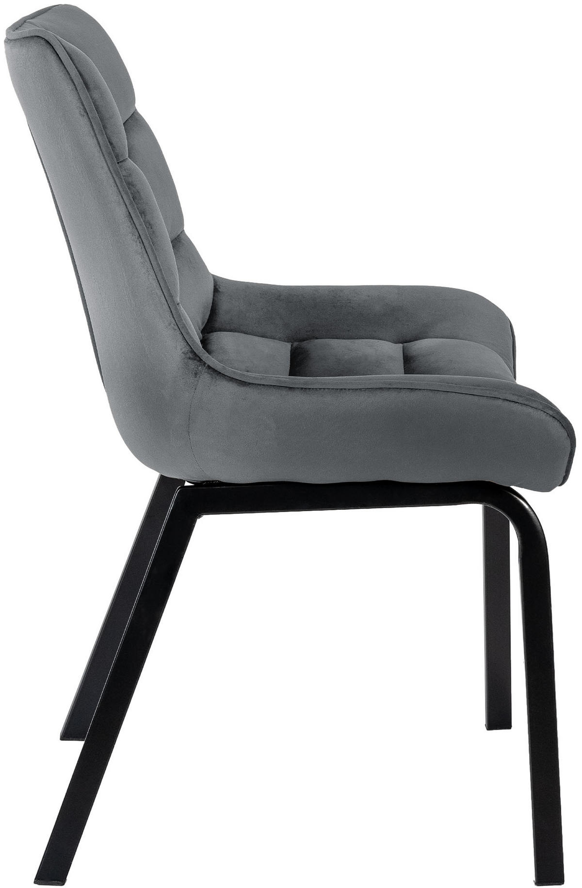 STUHL 2er Set Samt Dunkelgrau - Dunkelgrau/Schwarz, Textil/Metall (58/84/57cm) - CLP