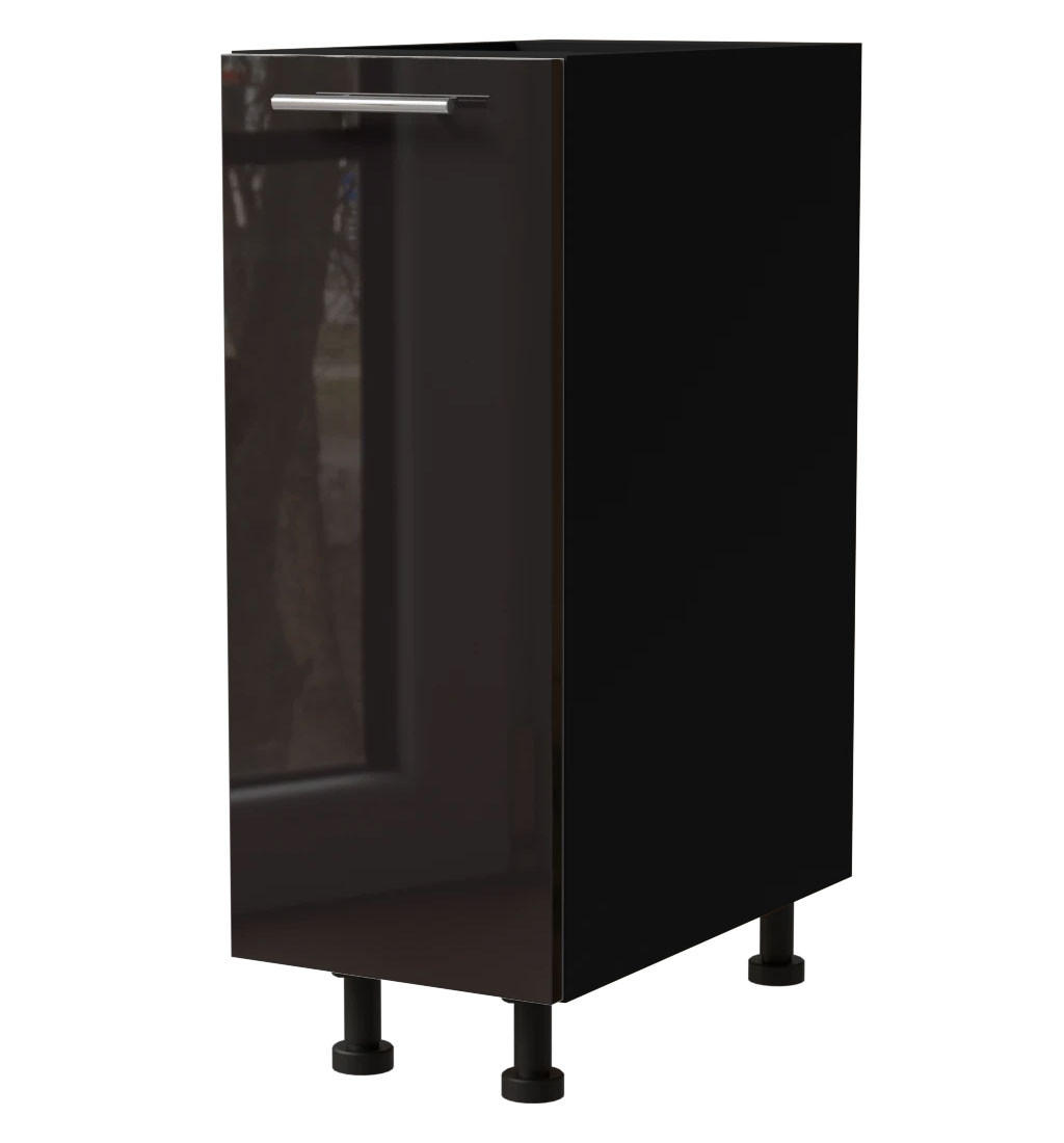 Feldmann-Wohnen Küchenunterschrank Schwarz Hochglanz, Schwarz 20x82x50 cm