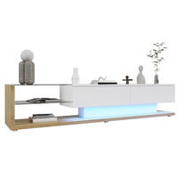 LOWBOARD 170/36/38 cm in Weiß und Holzfarben aus Spanplatte mit LED-Beleuchtung - Weiß, Holzwerkstoff (36/38/170cm) - OKMYHOME