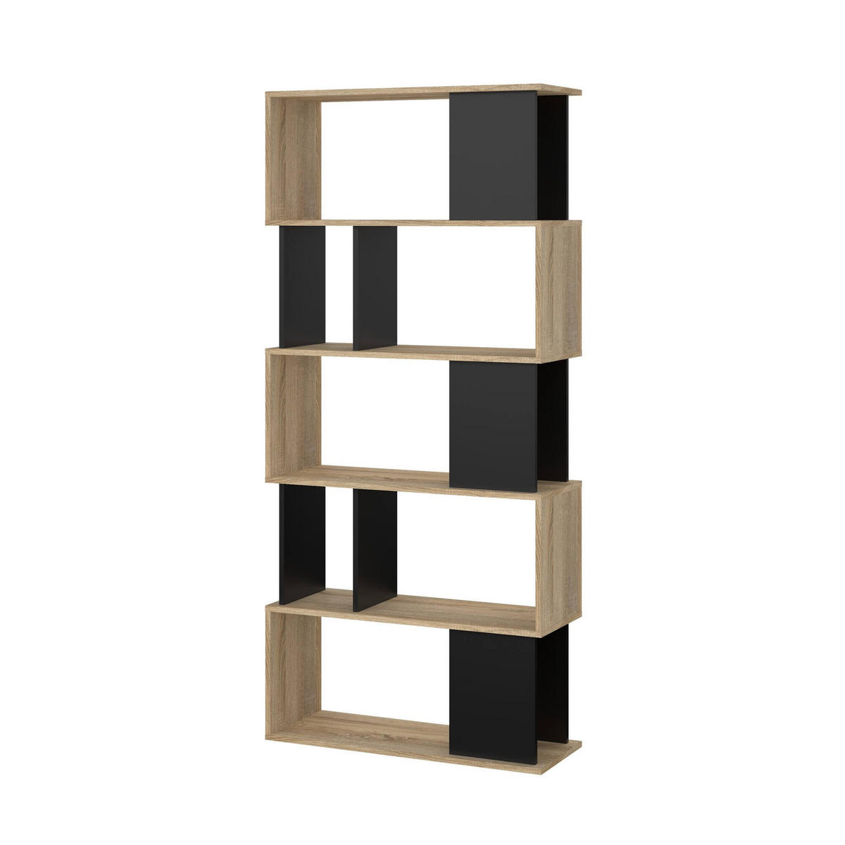 BÜCHERREGAL Eiche, Schwarz 29.5/80/173.5 cm - Braun, Holzwerkstoff (80/173.5/29.5cm) - DMORA