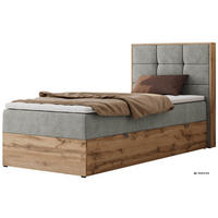 BOXBETT ALBERO 1 90/200 - Hellgrau Stukture - Topper T25 - H4 - Rechts - Silberfarben/Hellgrau, Kunststoff/Textil (90/200cm) - MKS