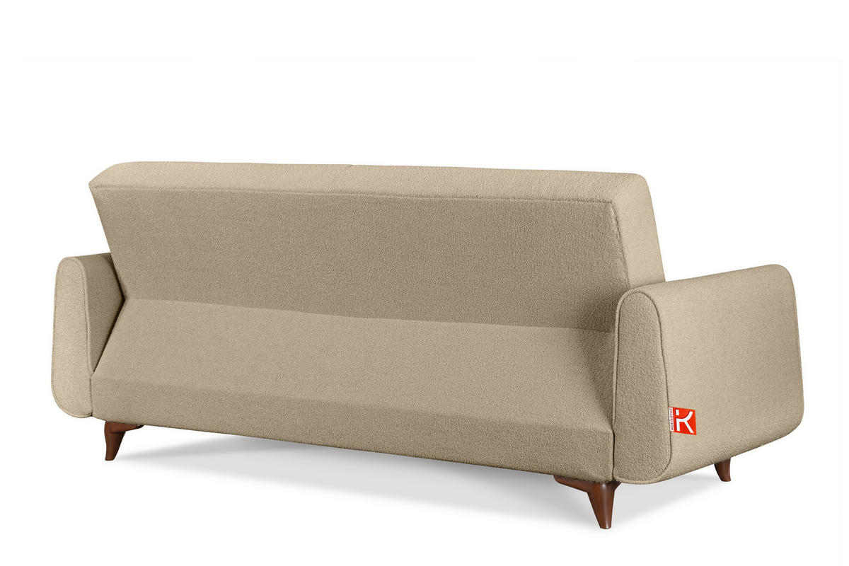 3-SITZER-SCHLAFSOFA GUSTAVO mit Armlehnen, hellbeige - Beige/Braun, Holz/Holzwerkstoff (230/98/98cm) - KONSIMO®