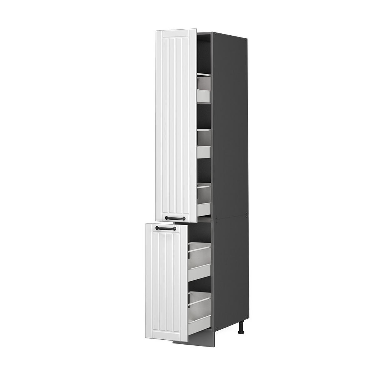 APOTHEKERSCHRANK Fame-Line Weiß Landhaus 30 cm - Anthrazit/Weiß, Holzwerkstoff (30/206.8/58cm) - Vicco