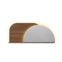 KOPFTEIL Alba mit Licht 150cm - Walnussfarben/Grau, Holz/Textil (150/60/14cm) - Woodendot