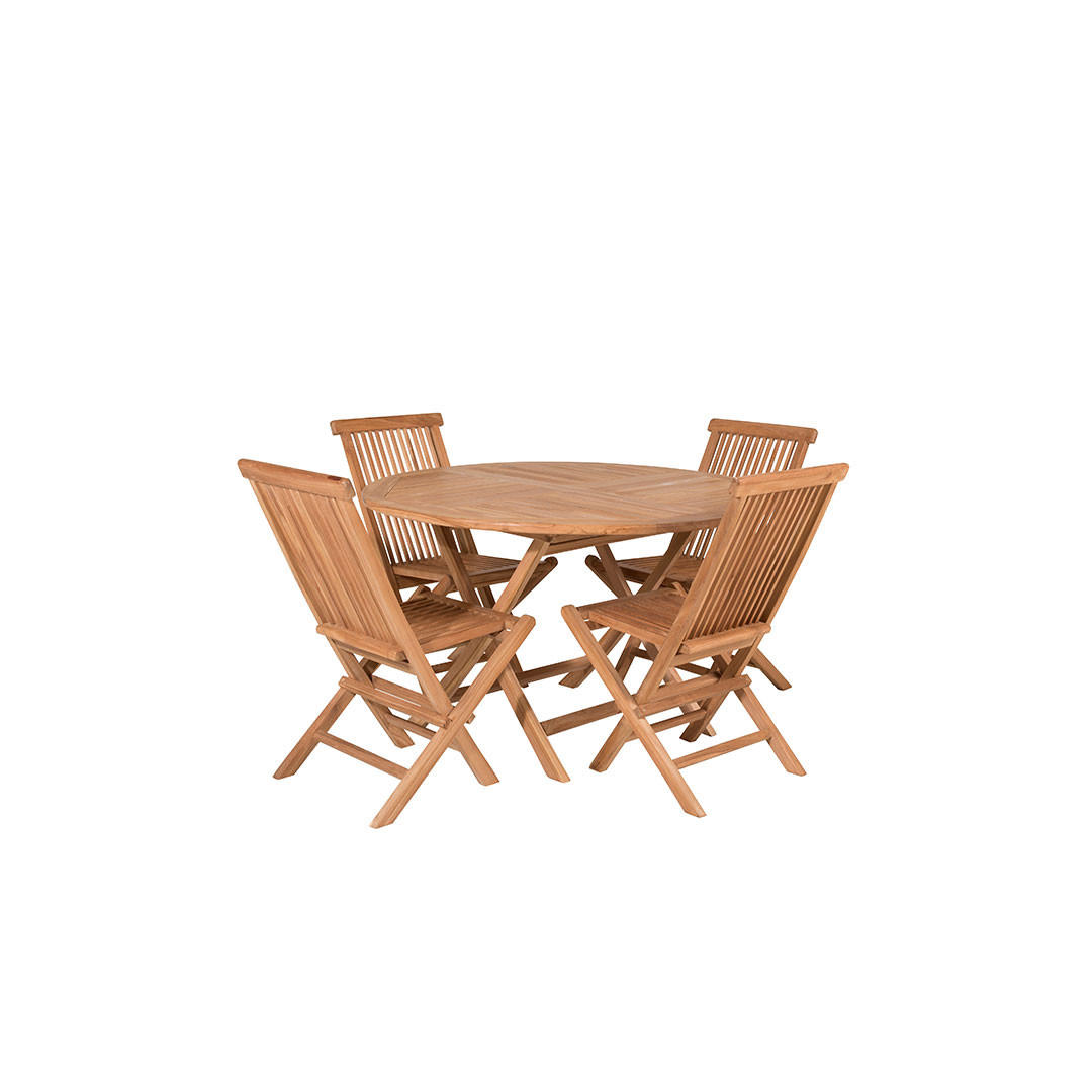 GARTENSET, Kenya, Tisch Natur, Teak., 120 x 120 x 75 cm, 5-teilig - Naturfarben, Holz - ebuy24