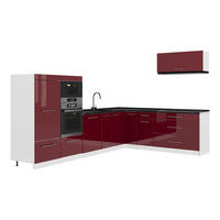 KUHINJA U OBLIKU SLOVA L Fame-Line, Bordo visokog sjaja/Bijela, 327 x 227 cm bez radne ploče - bijela/bordo, drvni materijal (327/153.6/51.6cm) - Vicco