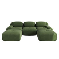 ECKSOFA 298/178/75 cm grün aus Cordstoff rahmenlos mit 32D-Hochdichteschaum und modularer Form - Grün, Textil (178/298cm) - OKWISH