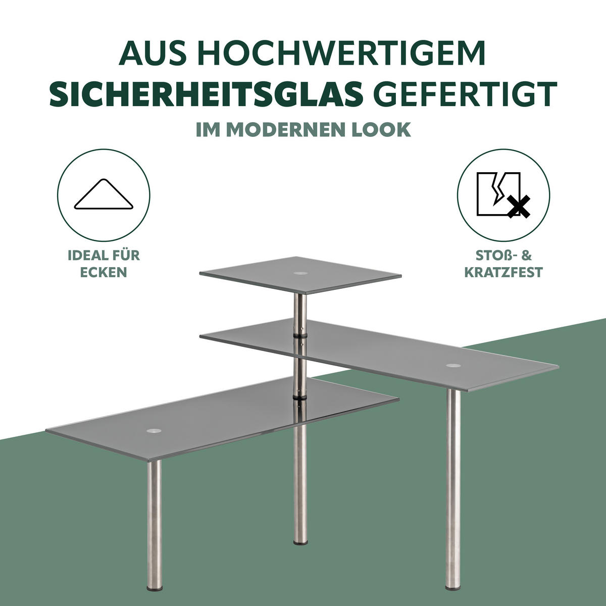 ECKREGAL, grau - Grau, Glas (42/35/42cm) - bremermann