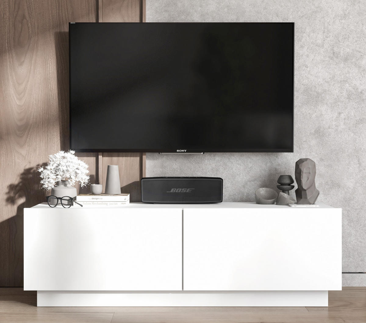 TV-SCHRANK Enjoy Weiß matt Loft 120 cm - Weiß, Holzwerkstoff (120/37/35cm) - Meble Lindner