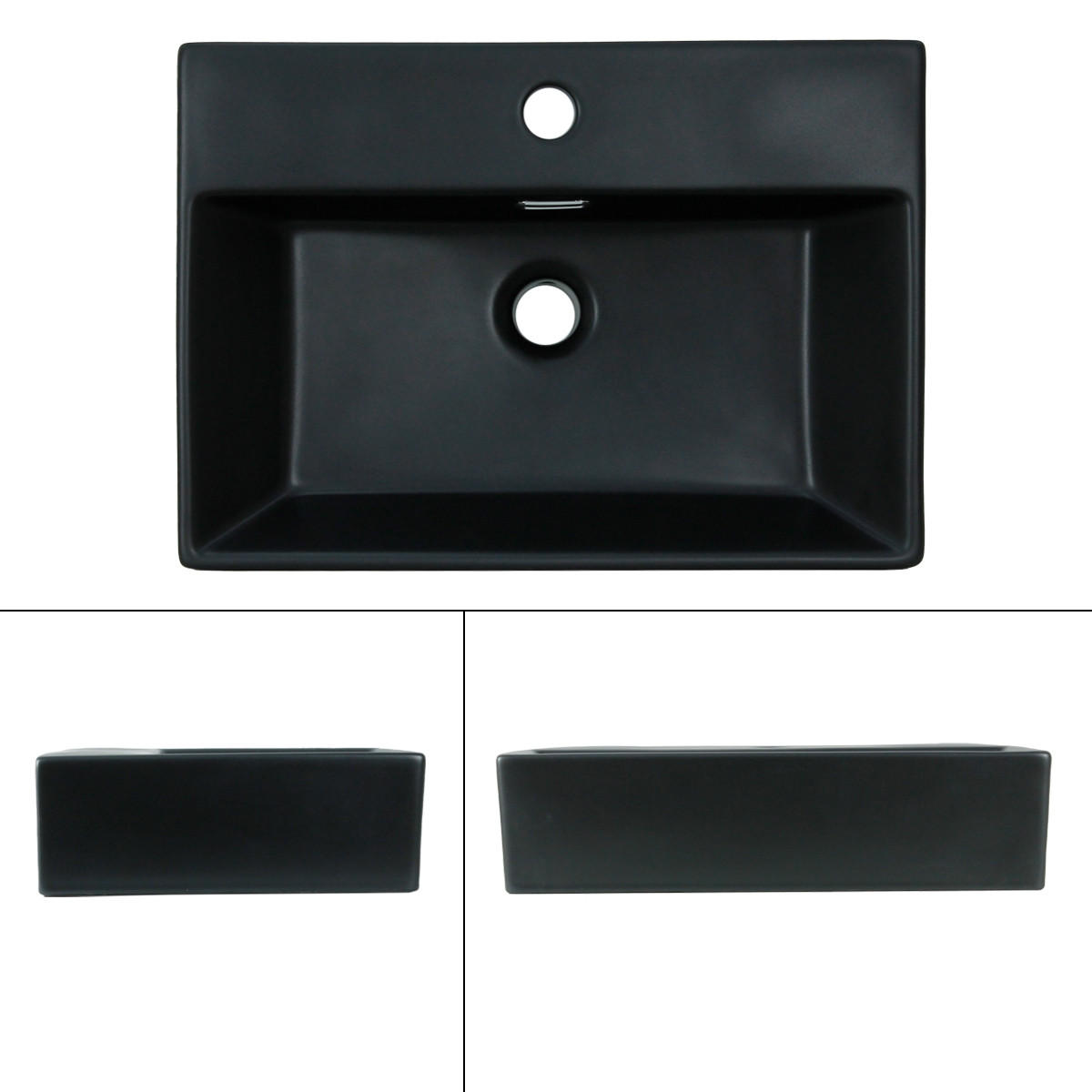 WASCHBECKEN - Schwarz, Keramik (36/13/51.5cm) - ML-DESIGN