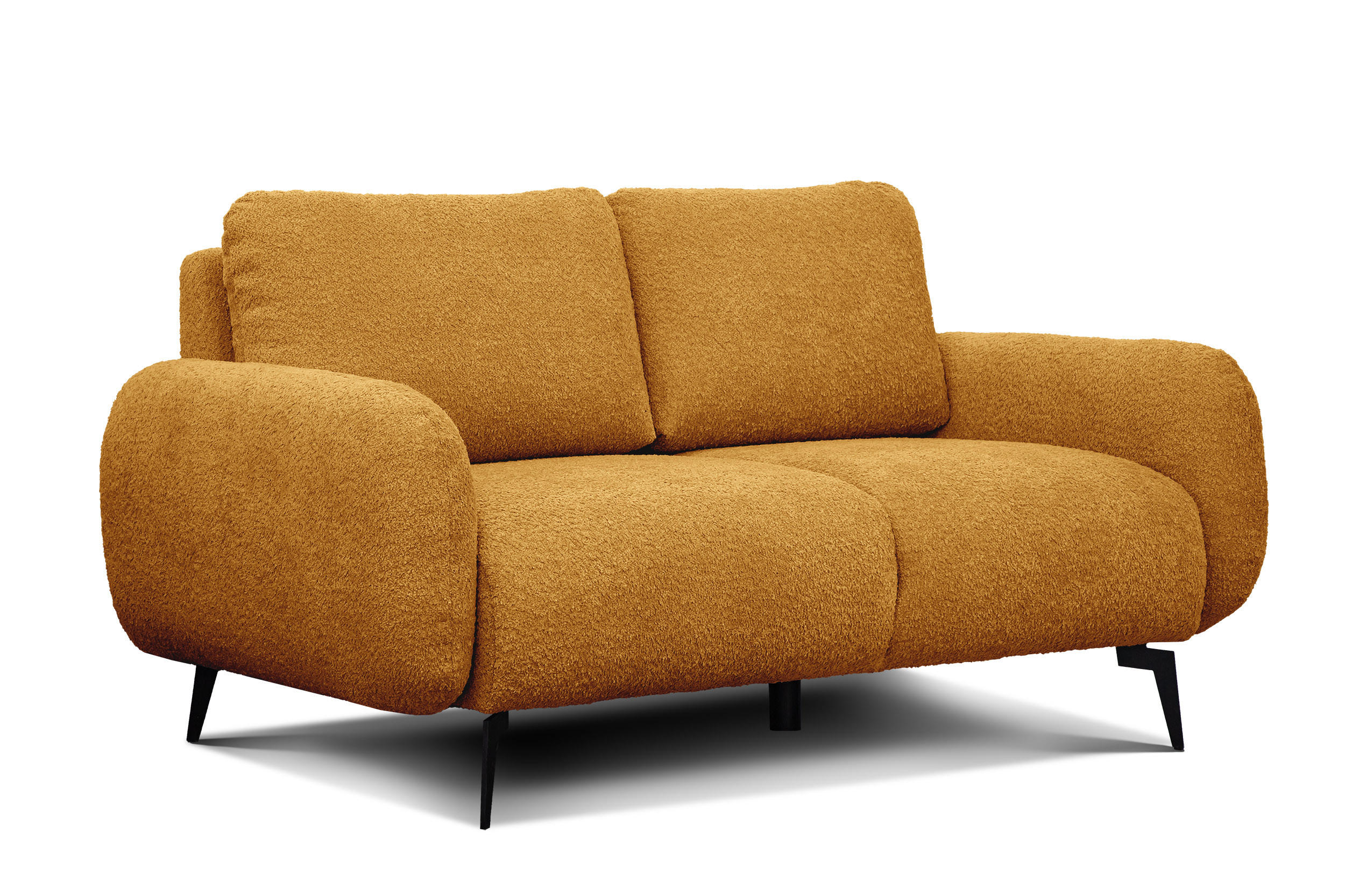 SOFA FEBE 2-Sitzer, senfgelb - Gelb/Schwarz, Holz/Textil (160/82/96cm) - Courtois Laville