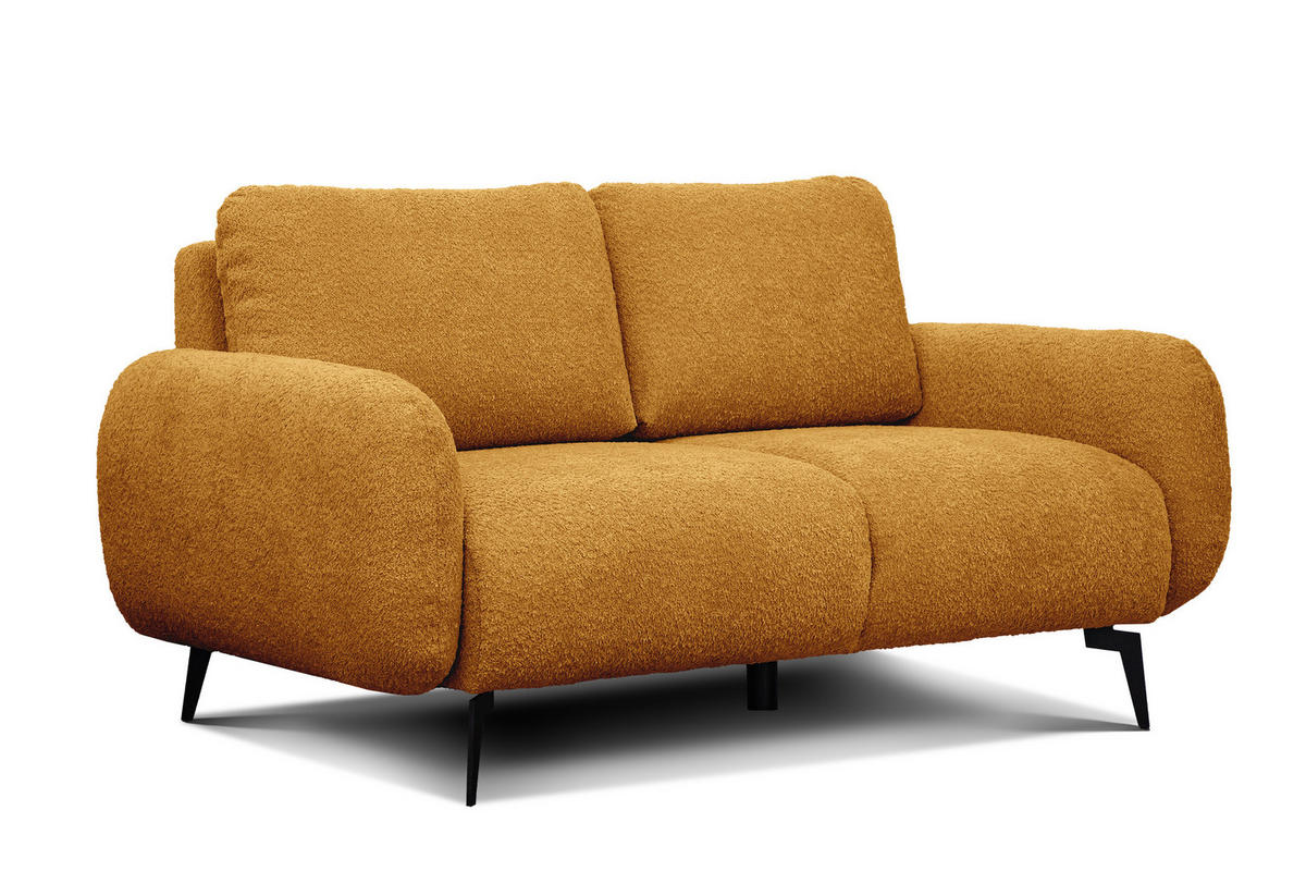 SOFA FEBE 2-Sitzer, senfgelb - Gelb/Schwarz, Holz/Textil (160/82/96cm) - Courtois Laville