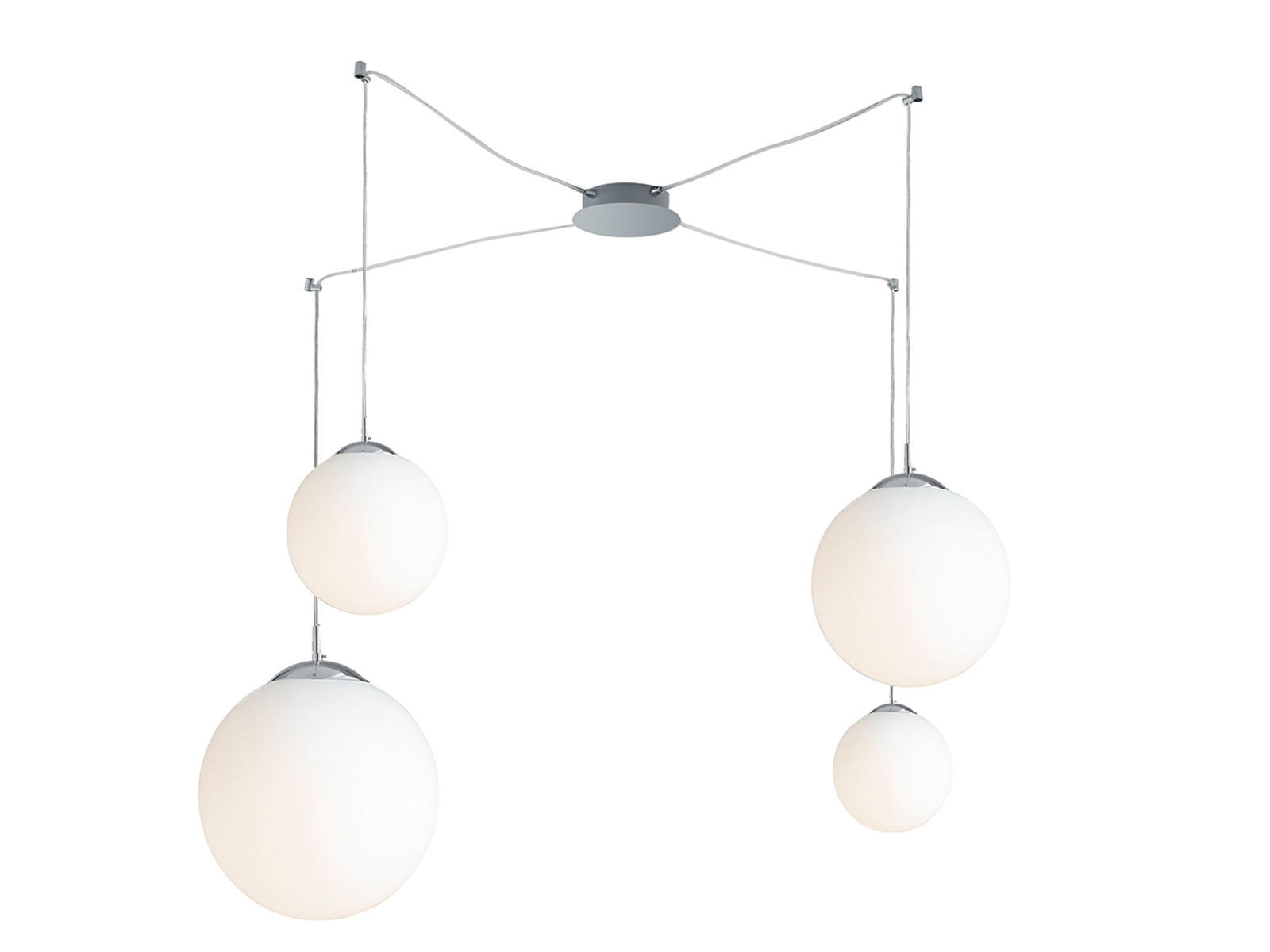 LED-PENDELLEUCHTE Glaskugel Lampenschirme, höhenverstellbar bis 250cm - Silberfarben/Weiß, Glas/Metall (80/80/250cm) - meineWunschleuchte