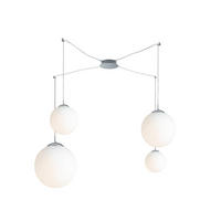 LED-PENDELLEUCHTE Glaskugel Lampenschirme, höhenverstellbar bis 250cm - Silberfarben/Weiß, Glas/Metall (80/80/250cm) - meineWunschleuchte
