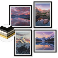 WANDBILDER 4er-Set - 50x50 cm & 40x60 cm Schwarzer Rahmen - Berglandschaften im Hintergrund - Schwarz, Kunststoff (50/50cm) - ArtPrintCave