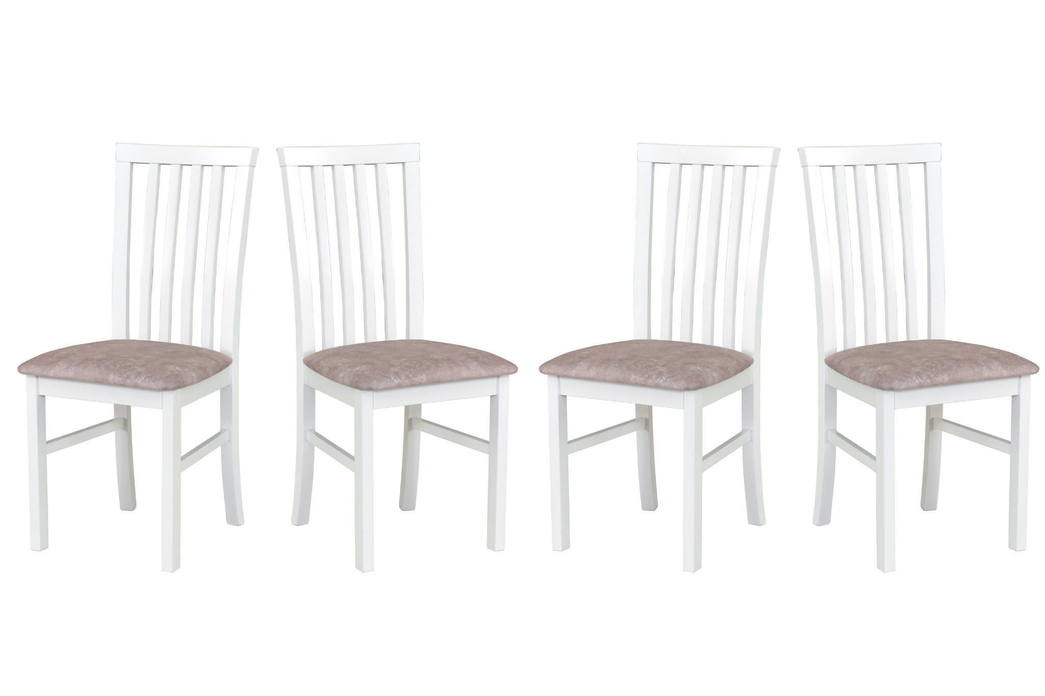 ESSZIMMERSTUHL - Set 4x Milano 1, weiss, dora 22  - Beige/Weiß, Holz (43/93/40cm) - Leaf Design