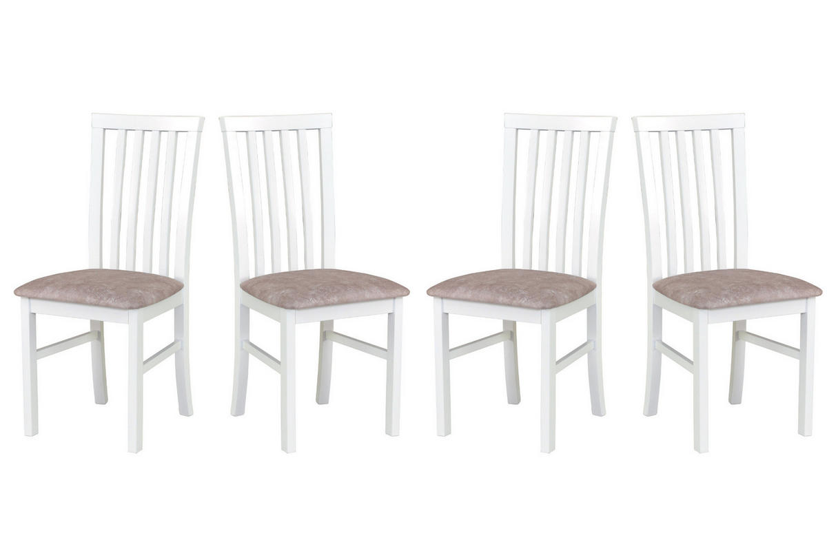 ESSZIMMERSTUHL - Set 4x Milano 1, weiss, dora 22  - Beige/Weiß, Holz (43/93/40cm) - Leaf Design