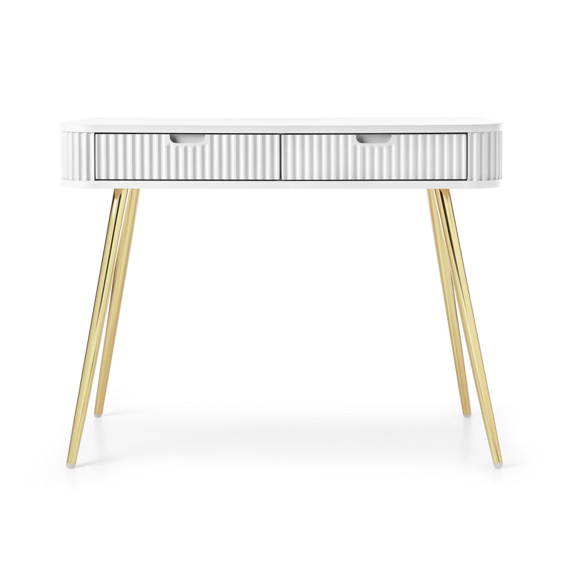 SCHMINKTISCH Zova Weiß mit goldenen Beinen 110 cm - Goldfarben/Weiß, Holzwerkstoff/Metall (49/103/80cm) - Selsey