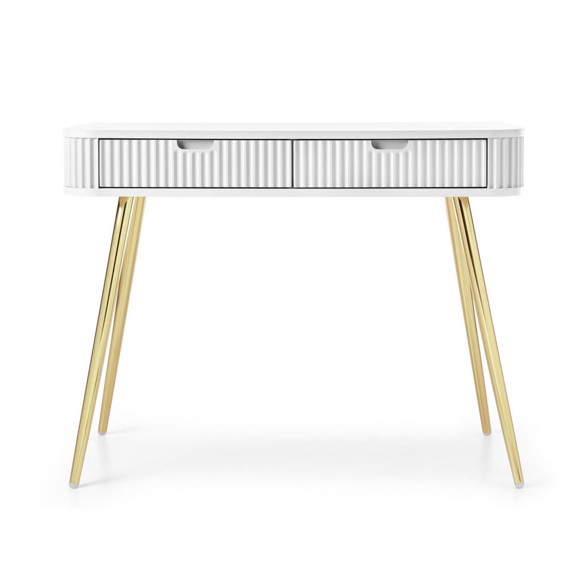 SCHMINKTISCH Zova Weiß mit goldenen Beinen 110 cm - Goldfarben/Weiß, Holzwerkstoff/Metall (49/103/80cm) - Selsey