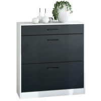 SCHUHSCHRANK Elvas Front in Schwarz matt - Schwarz, Holzwerkstoff (89/95.5/27cm) - Vladon